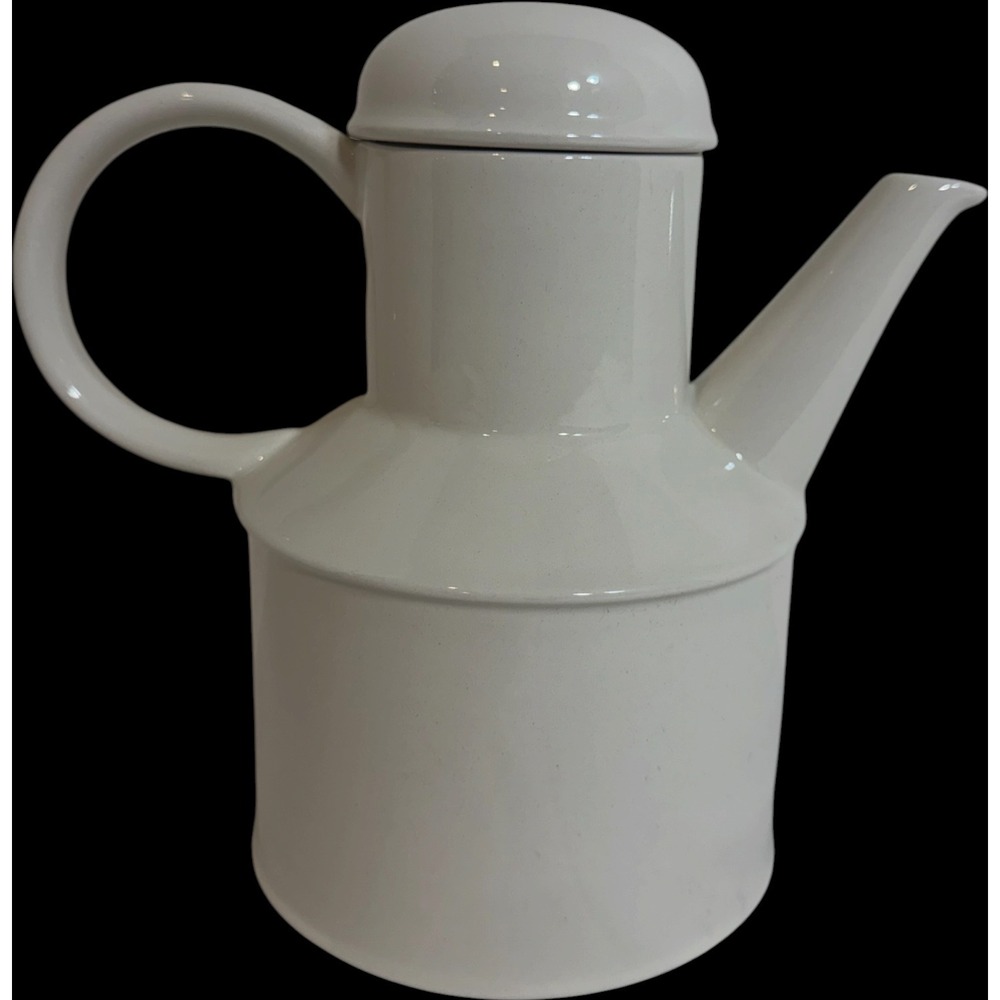 Modern White Ceramic Teapot Minimalist Glossy Tea Pot with Lid 7.5in - Picture 1 of 9